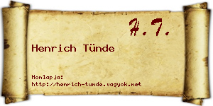 Henrich Tünde névjegykártya